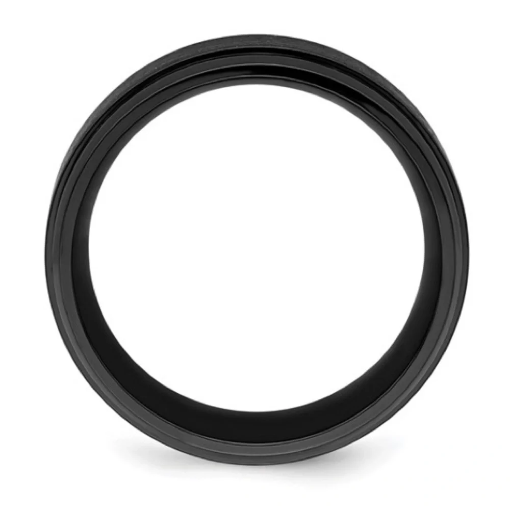 Chisel Black Zirconium 9mm Beveled Wedding Band - Brushed & Polished